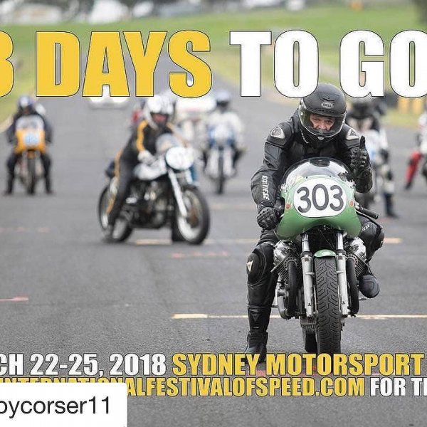 Wait till Andre sees this photo! I have to sit in the pit with him all weekend @troycorser11 Regrann from @interfos - 3 more days to go till racing steals the show! Catch the legends, catch the bikes, catch the racers at the 2018 QBE Insurance International Festival of Speed, March 22-25 at Sydney Motorsport Park