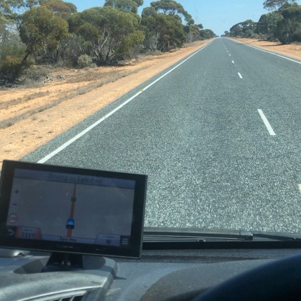 GuzziRacer crosses the Nullarbor plain 146.6km dead straight. 3700km into our journey to the Australian Historic Road Race Championships.