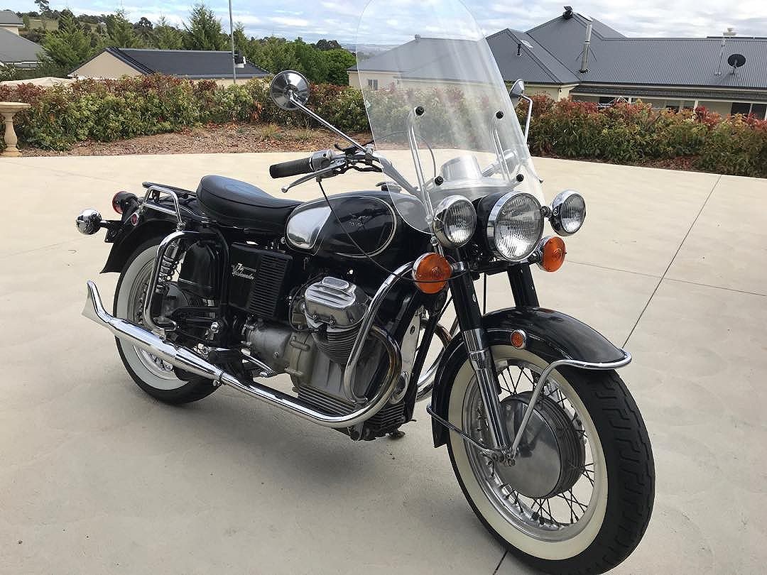 Took my 1969 Ambo out to get the papers this morning. What a sweet ride. #motoguzzi #Guzziracer