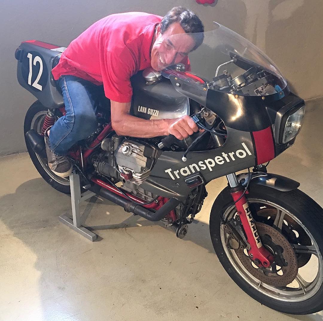 This Guzzi was built by Teo Lamers and ridden by Alfio Micheli in European endurance racing. It was donated to the factory by Teo. Alfio is probably the only guy on the planet who is allowed to sit on the exhibits in the Guzzi museum. Alfio is a lovely man who speaks no English which we both find very frustrating. His passion for Guzzi is immense. He still lives in Mandello near the factory. #bestdayever #guzziracer #moto_guzzi