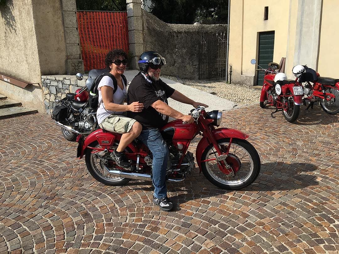 Lisa and Jan. When in Mandello ........ #guzziracer #motoguzzi