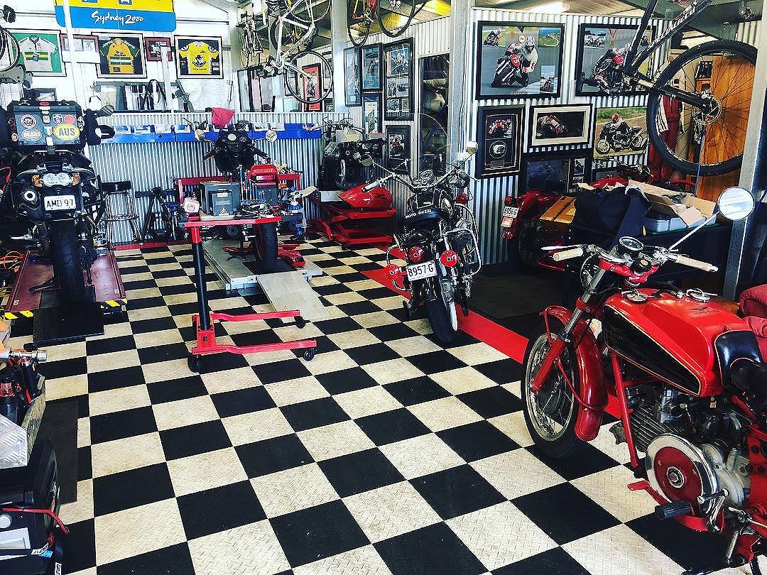 My own little slice of Moto Guzzi heaven. #guzziraceraus #motoguzzi #motoguzzifalcone #motoguzzistelvio #motoguzziambassador #motoguzzilario #motoguzzitheclan #mancave #manshed #guzziheaven