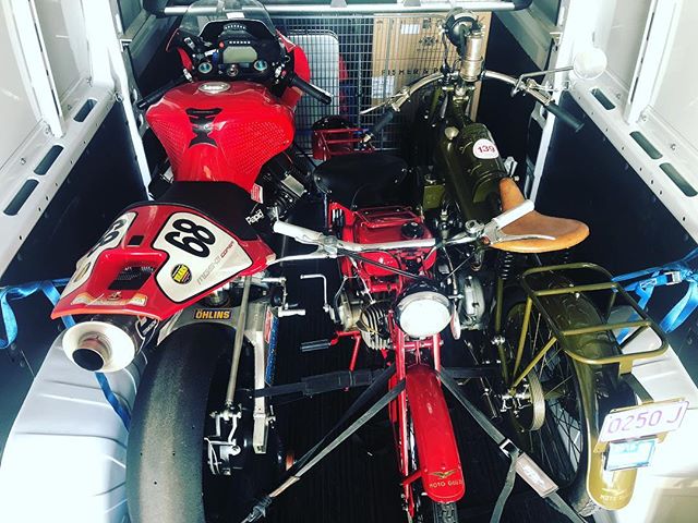 Van is packed. Off to @autoitaliacanberra With MGS01, motoleggera 65 and Normale. #autoitaliacanberra2018 #guzziraceraus #guzziracer #motoguzzi #motoguzzimgs01 #motoguzzinormale #guzzino #motoguzzitheclan #normale