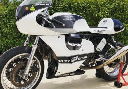Guzzi Motobox Classic Endurance Racer. I just acquired this machine after many years of patient asking. This bike was very successful in the FIM Europe Endurance Classic Cup. In the short term I have no plans to race it. My first job is to return it to the original race spec.