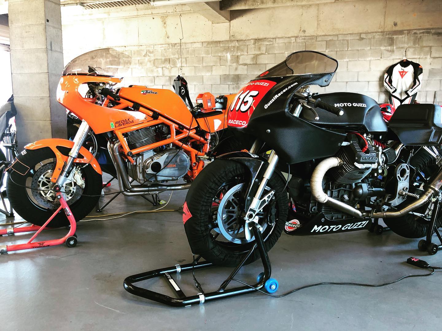 In good company. The RaceCo Daytona and the Redax Laverda at the Australian National Bears Challenge in the Top End.